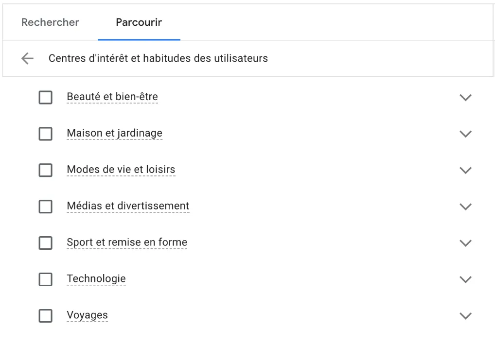 audiences cibles google Ads