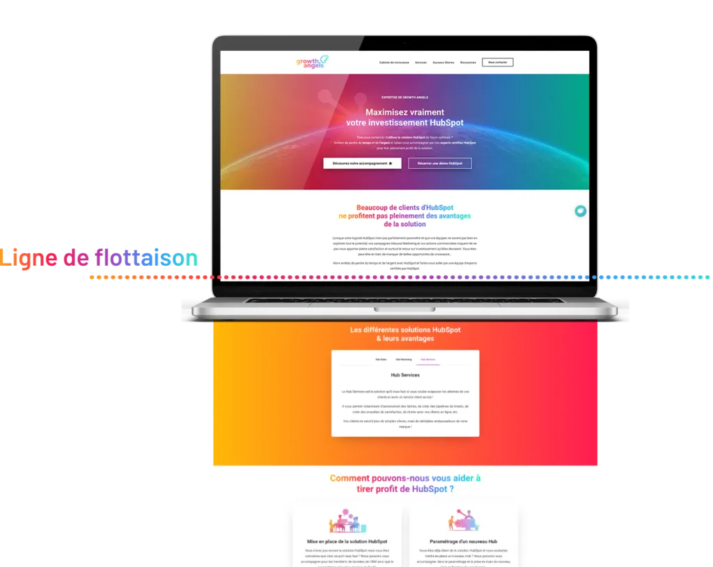 landing page et ligne de flottaison