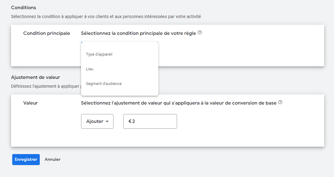 definition de la valeur des conversions Google Ads