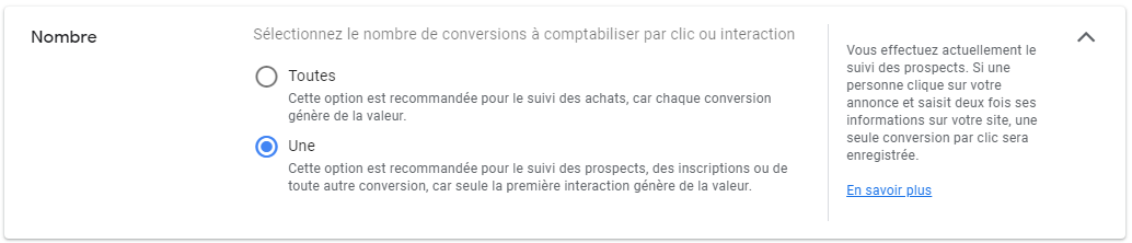 parametrage du suivi de conversion Google Ads