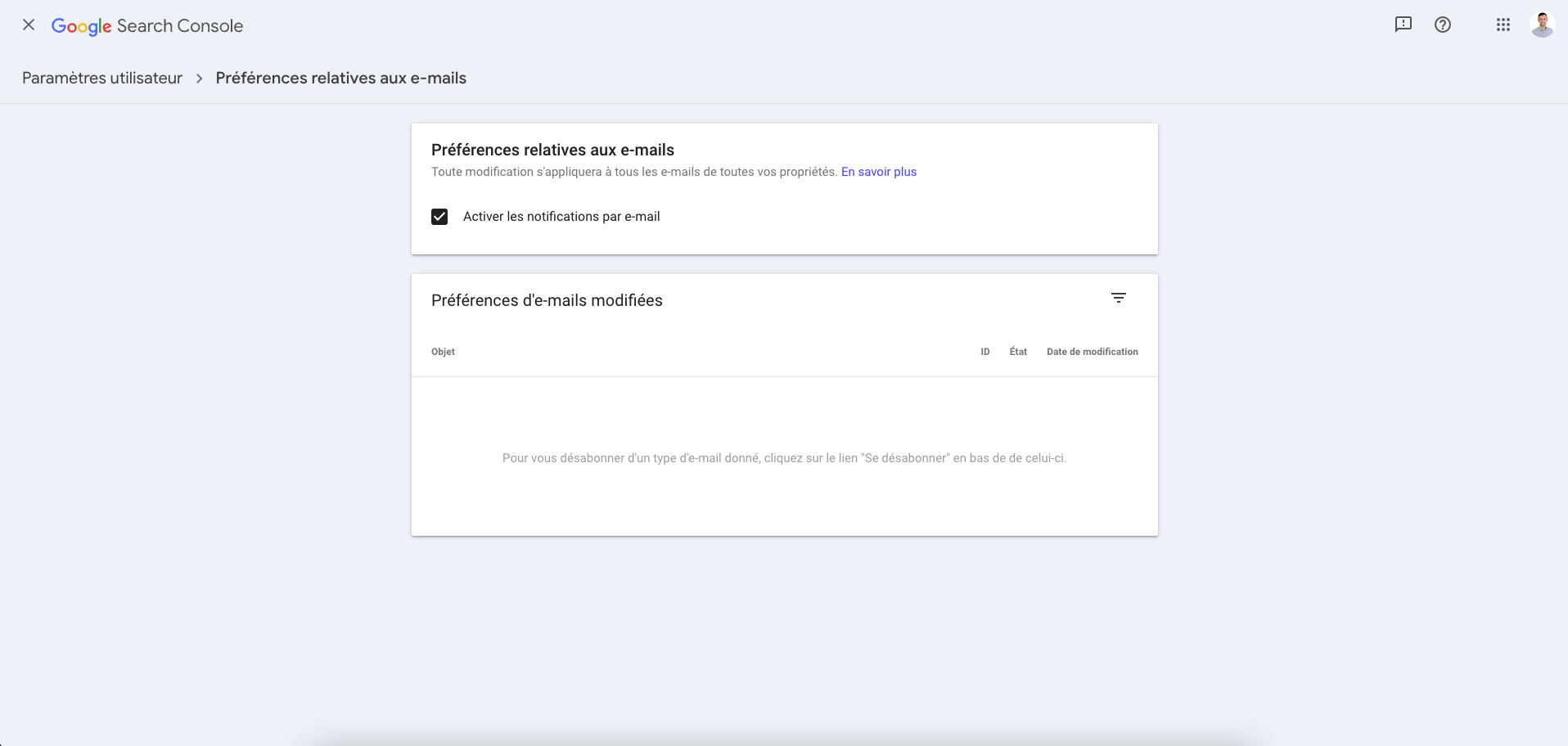 google search console alerte mail