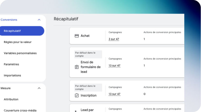 Paramétrage du suivi des conversions sur compte Google Ads